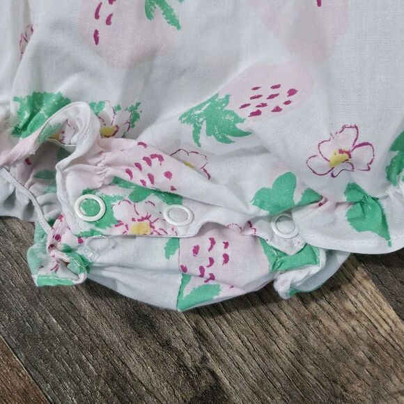 Vintage Babyfair Girl Ruffle Romper with Collar Strawberry Bubble One Piece 12 m - Picture 5 of 9